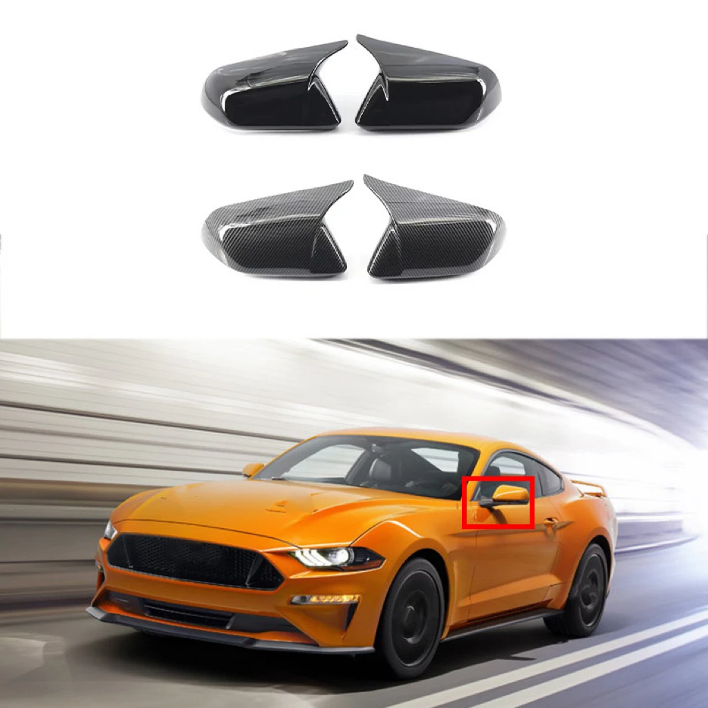 

Car Rearview Side Mirror Cover For Ford Mustang 2015-2020 Wing Cap Exterior Door Rear View Case Trim Sticker Carbon Fiber