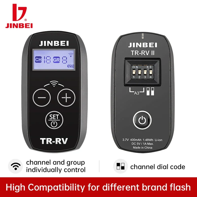 JINBEI TR-RVII 2.4GHz  Wireless Trigger 3.5mm Universal Port Remote Control Channel Group Transmitter SYNC Slot Receiver