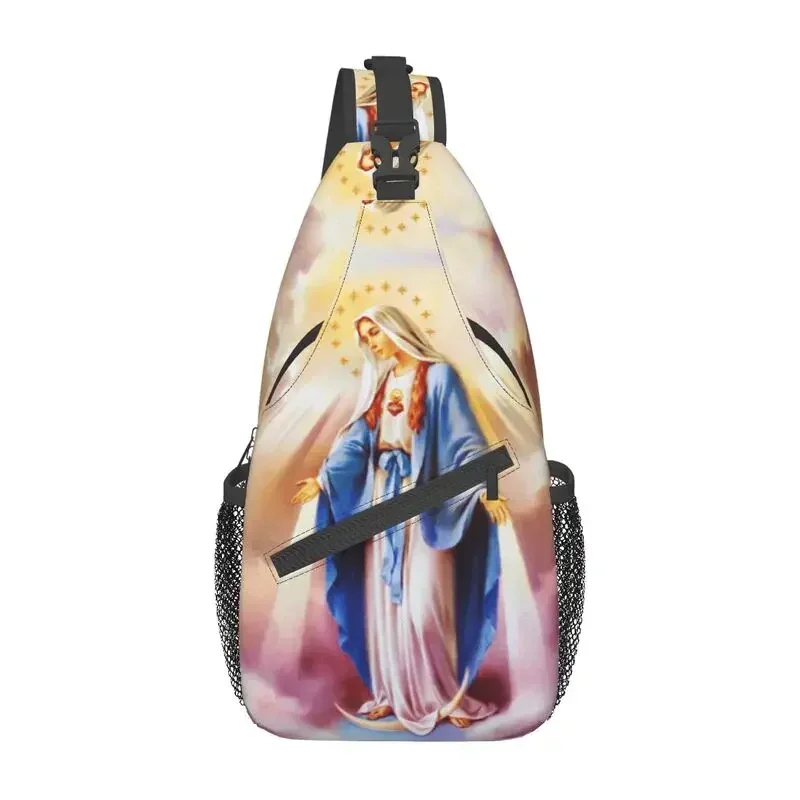 Catholic Virgin Mary Sling Chest Bag  Our Lady of Guadalupe Shoulder Crossbody Backpack for Men Travel Hiking Daypack