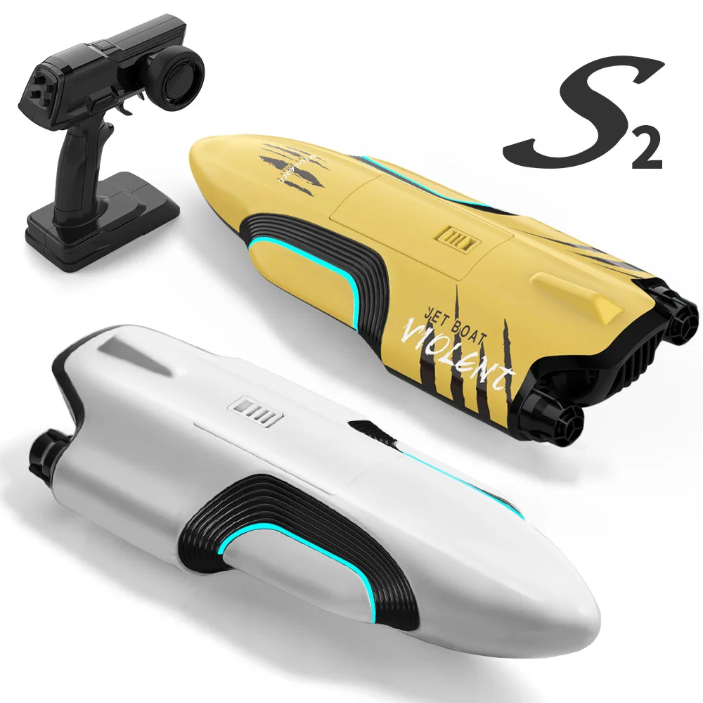 New S2 RC high-speed speedboat model dual motor lighting competition remote control boat adult boy toy gift