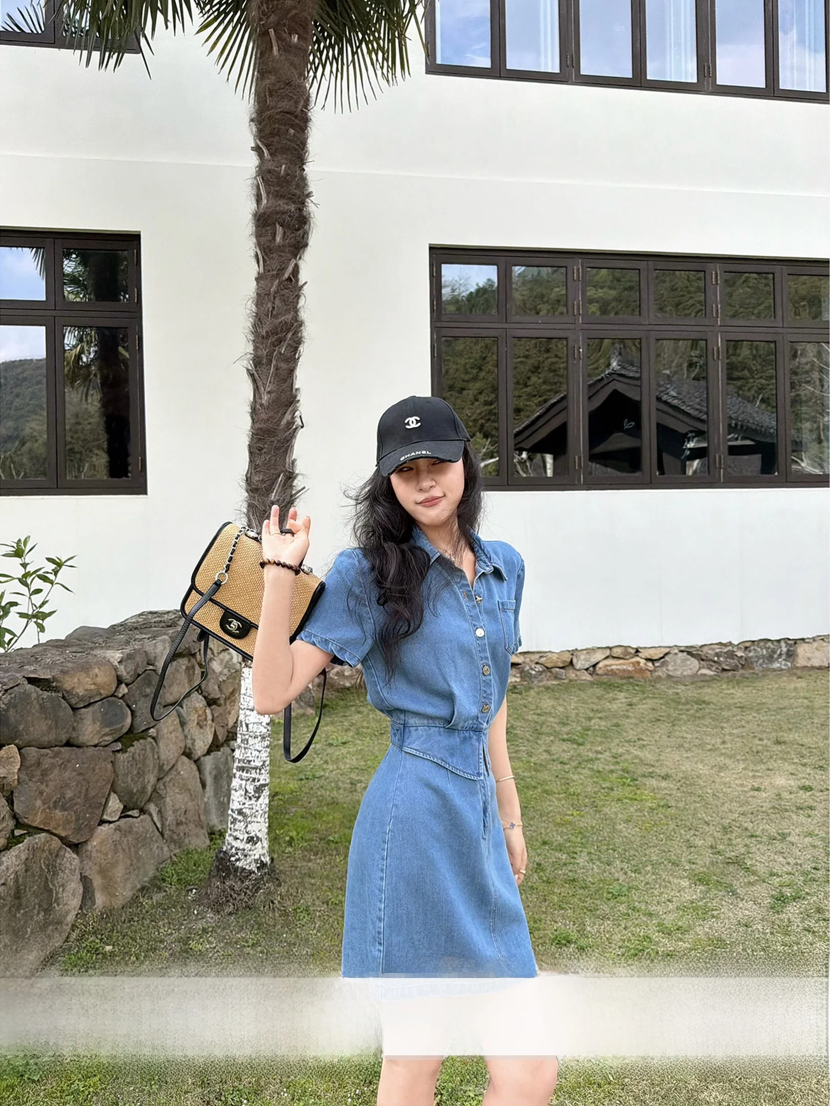 

Zhang a Xing Holiday Denim Reworked Vintage Workwear Slimming Waist Dress Women's High Elasticity Short Length mid Waist