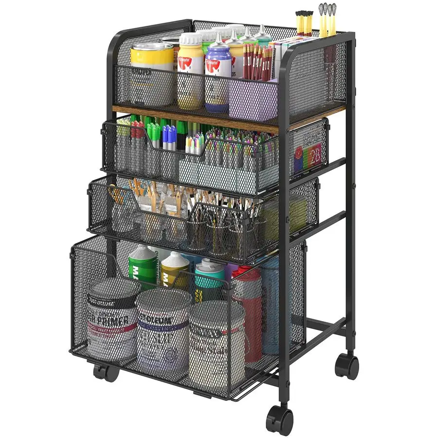 

Rolling Utility Cart with 3 DrawersCraft Organizers and Storage with 360 Lockable Wheels,Art Supply Storage Organizer for Art S