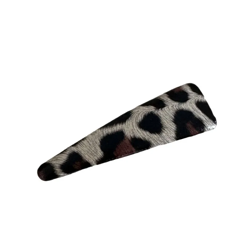 Leopard print series leather triangular bb clip retro style hairpin advanced sense side clip duck bill clip side clip Headwear