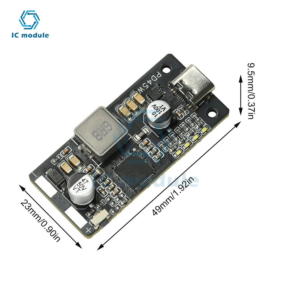 2-6S PD45W وحدة تفريغ الشحن السريع QC3.0 + مخرج Type-C لبطارية Li-ion/LiFePO4 لوحة بنك الطاقة العالمية