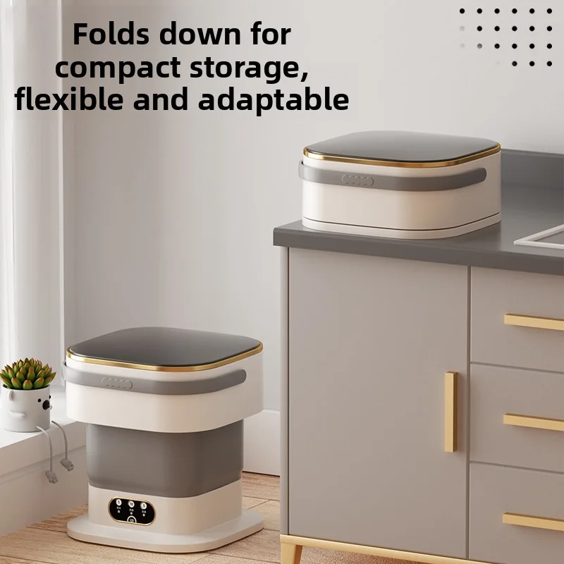 Folding Washing Machine 15L Portable Retractable Household Washing Machine with Spin Dryer for Travel Dormitory Outdoor