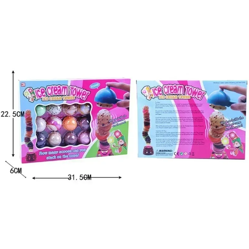 Juego de simulación de juguete de cocina de plástico para niños, divertido juego de equilibrio de torre de helado DIY, comida de postre para bebé, juguetes para jugar a las casitas, regalo para niños