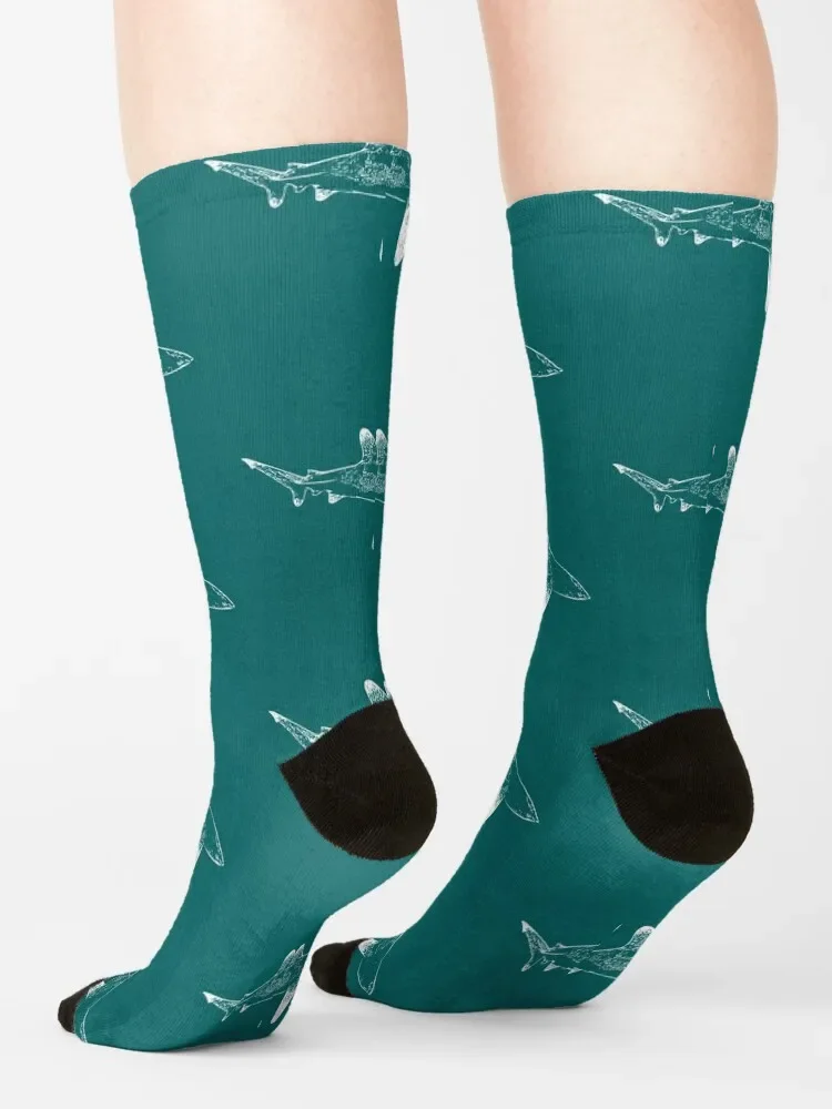 Meias de tubarão branco para homens e mulheres, Ocean Whitetip Run Socks, presentes engraçados