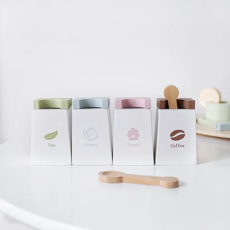 子供用おままごとセット 模造ティーポット キッチンセット アフタヌーンティー デザート アイスクリーム ケーキ 木製おもちゃ おままごとおもちゃ ギフト