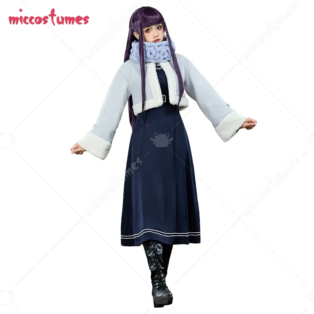 

MICCOSTUMES Women's Fern Cosplay Costume Dress and Jacket with Scarf Belt Halloween Cosplay Costumes