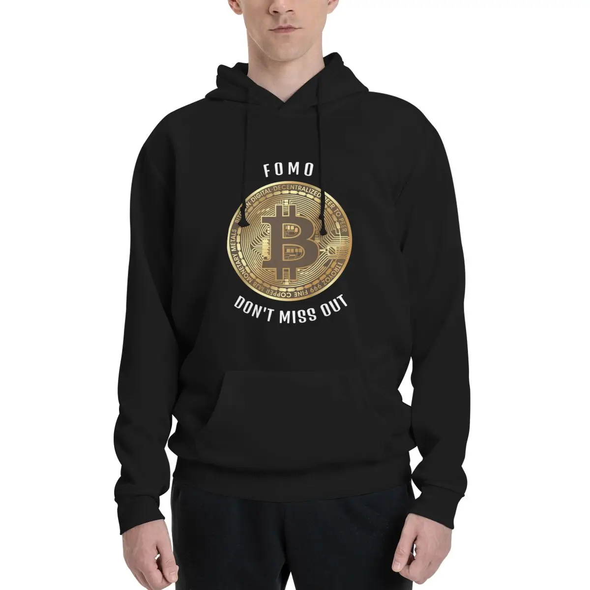 Unique FOMO Bitcoin Classic Couples Plus Velvet Hooded Sweater High quality Travel Cute Hooded rope pullover