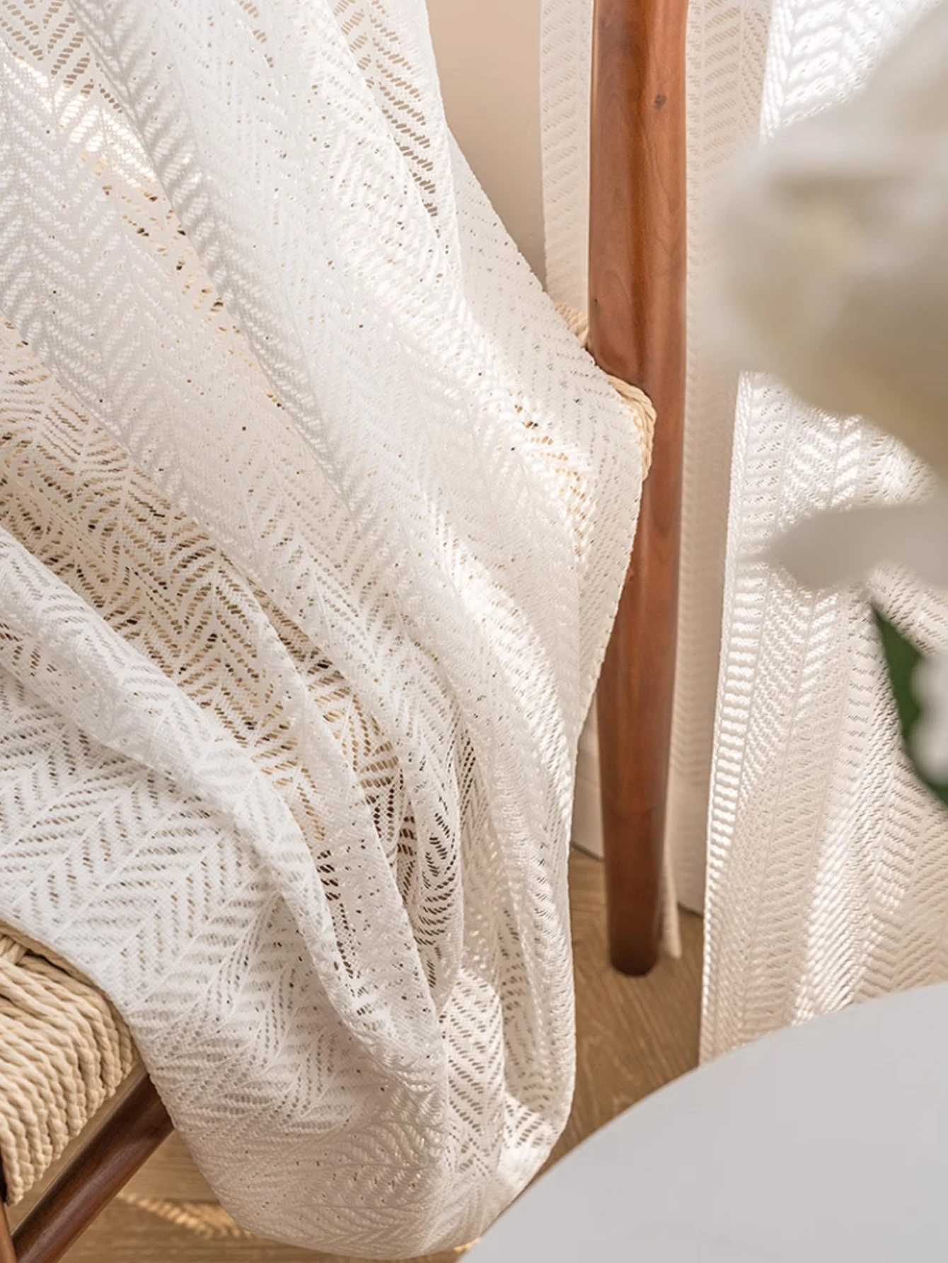 Herringbone pattern jacquard top-grade white yarn simple modern luxury window screen curtain