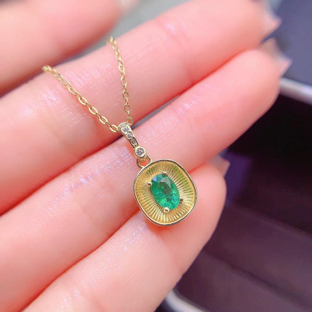 

New Natural Colombian Emerald Pendant Necklace S925 Sterling Silver, Free Shipping, Premium Packaging