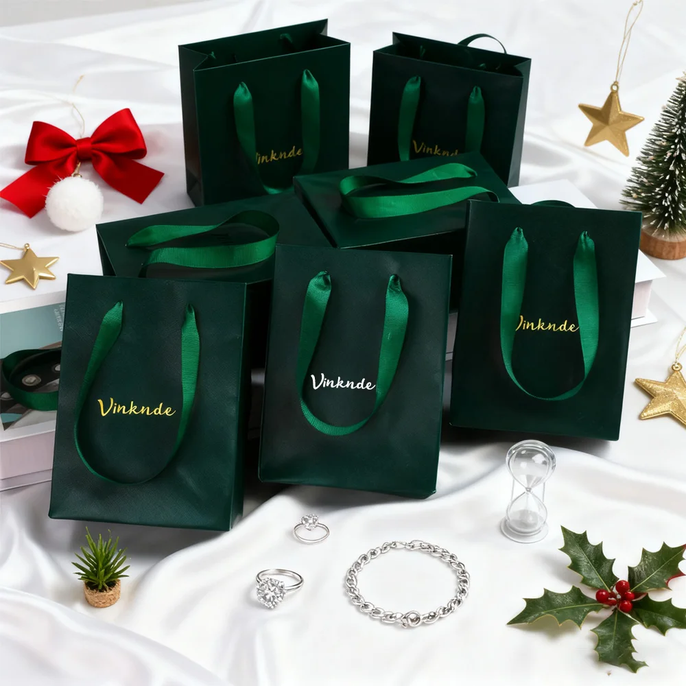 

Роскошные подарочные зеленые бумажные пакеты на заказ с персонализированным логотипом, толстая текстурированная упаковка для ювелирных изделий, духи, свадебная сумка для покупок