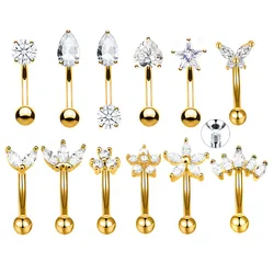 Flower Leaf Butterfly Heart Eyebrow Piercing Star Petals Drop Cartilage Tragus Earring Marquise CZ Eyebrow Jewelry 16G