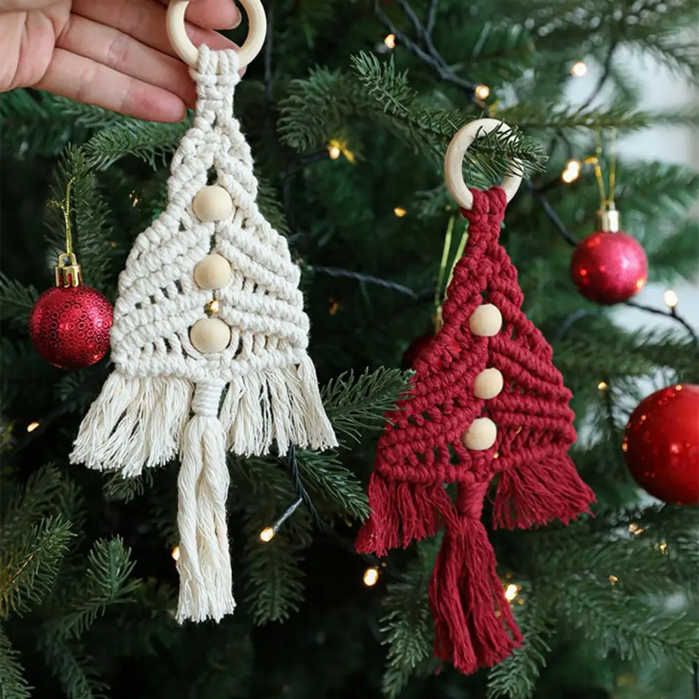 Diy Knitting Kit for Beginners Boho Christmas Macrame Kit Set for Beginners Hand Knitting Cotton Rope Decorations for Xmas Tree