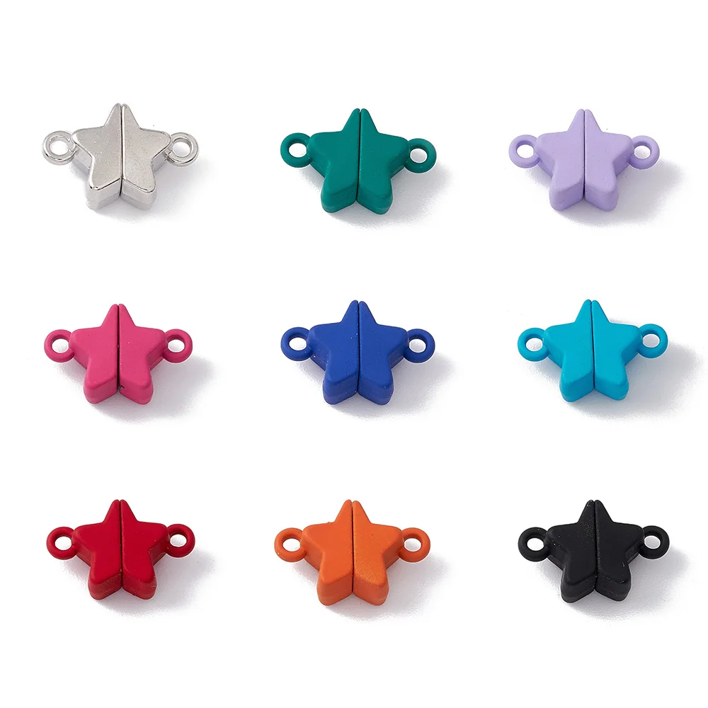 50Set Star Alloy Magnetic Clasps 9 Colors Bracelet End Connector Findings DIY Pendant Necklace Jewelry Making Supplies 11x16x6mm