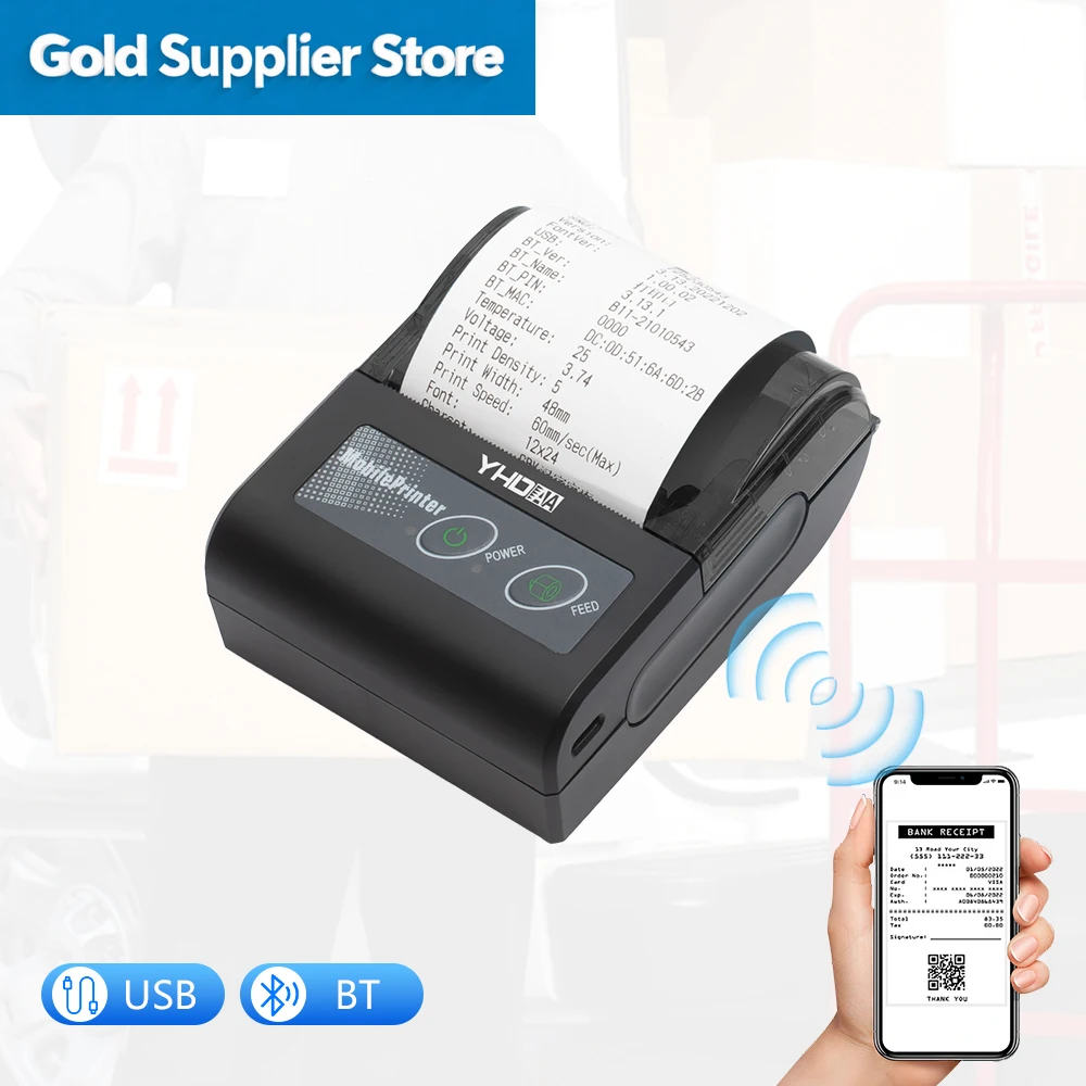 YHD-5808L Portable Mini USB Bluetooth Billing Printer Imprimante Thermique Wireless 58mm POS Thermal Receipt Printer