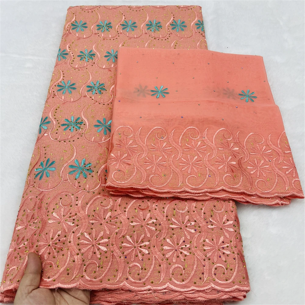 

5+2 ярда разноцветной африканской швейцарской кружевной ткани вуаль 2026 года, высококачественная нигерийская хлопковая вышитая ткань для свадеб и вечеринок, для шитья, 83