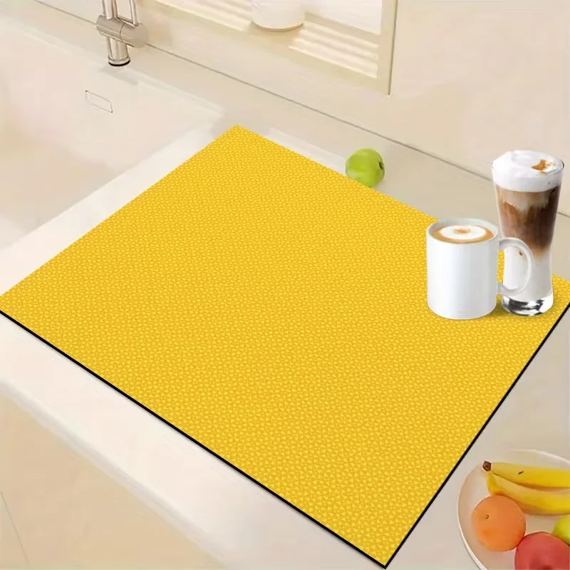 Solid Color Tableware Drying Mat Kitchen Countertop Absorbent Mat Coffee Mat Dryer Table Drainage Mat Pet Party Atmosphere Mat
