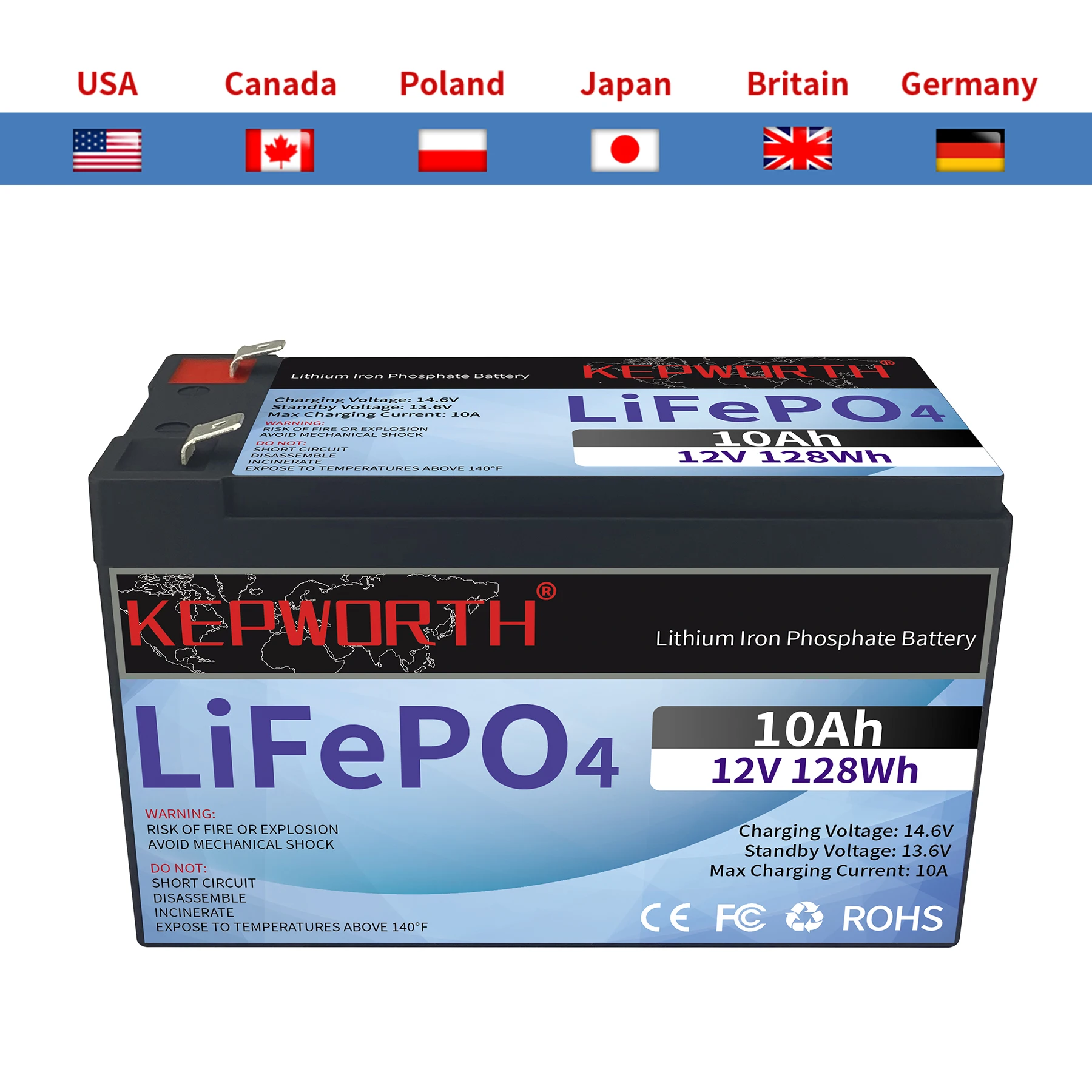 KEPWORTH New 12V 20Ah Lithium Iron Phosphate Battery 12V LiFePo4 Rechargeable for Kid Scooters Boat Motor