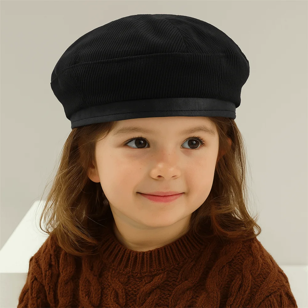 

Fashion Korean Baby Beret Corduroy Sweet Beanies Cap Spring Autumn Casual Painter Hats Boys Girls