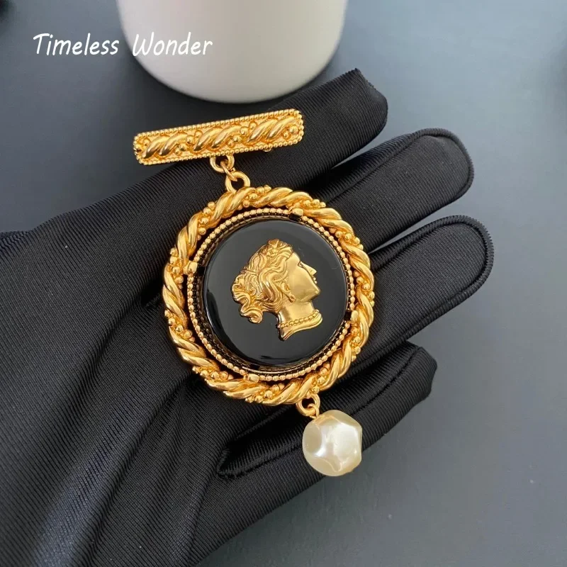 Timeless Wonder Fancy Geo Figure Brooch Pins for Women Designer Jewelry Runway Rare Luxury Brand Gift Top Cute 5642