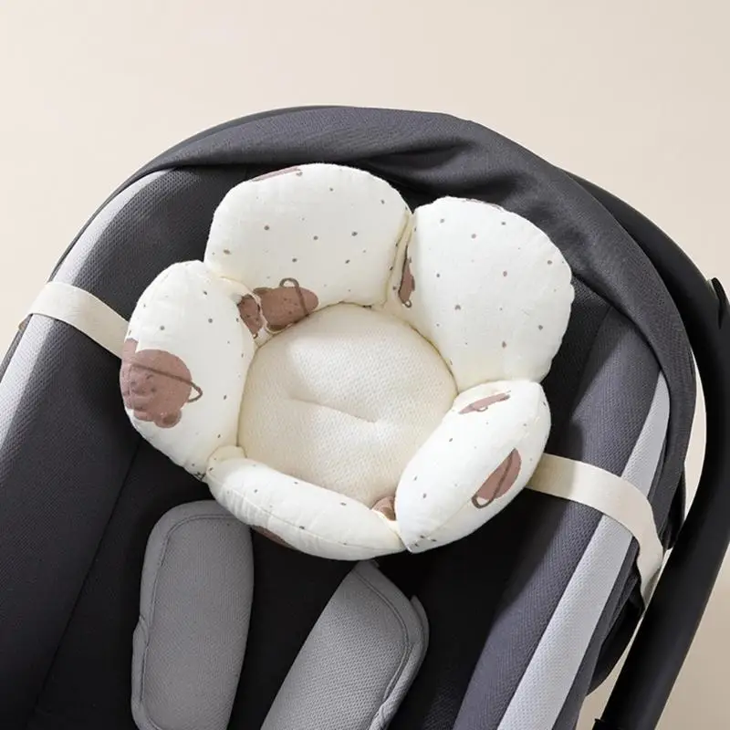 

581F Newborns Car Headrest Flower Shaped Safety Pillow with Soft Fabric Feature
