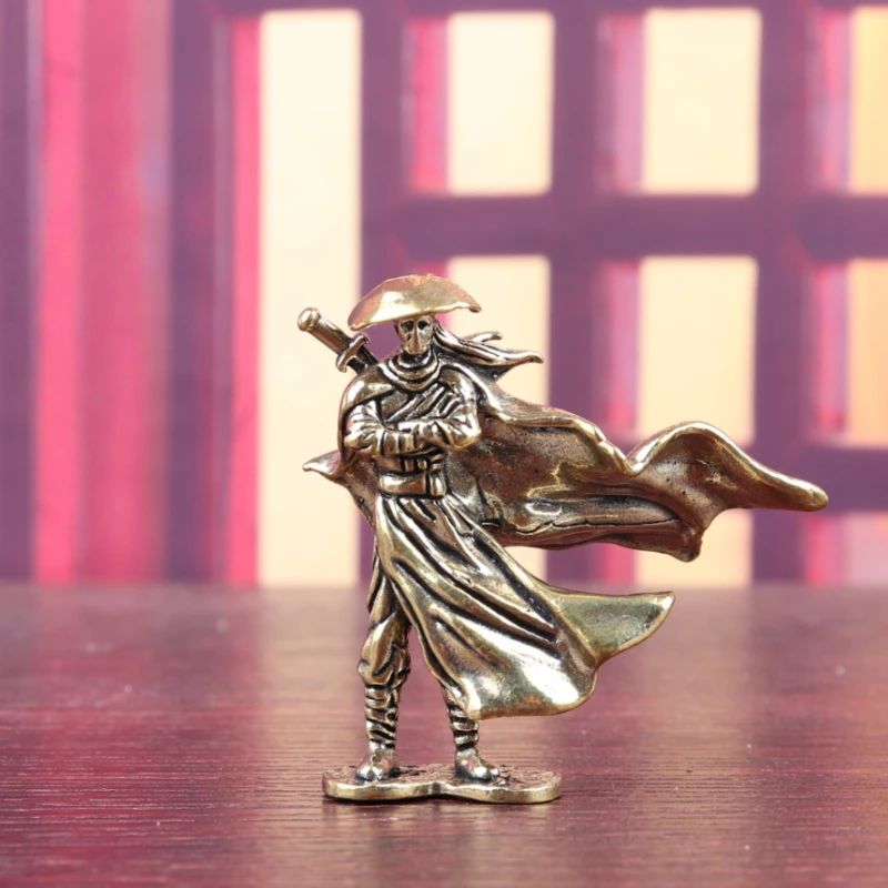 

Premium Pure Brass Antique Style Small Ornament, High Mountains Flowing Water Heroes Companions Retro Desktop Craft Decoration