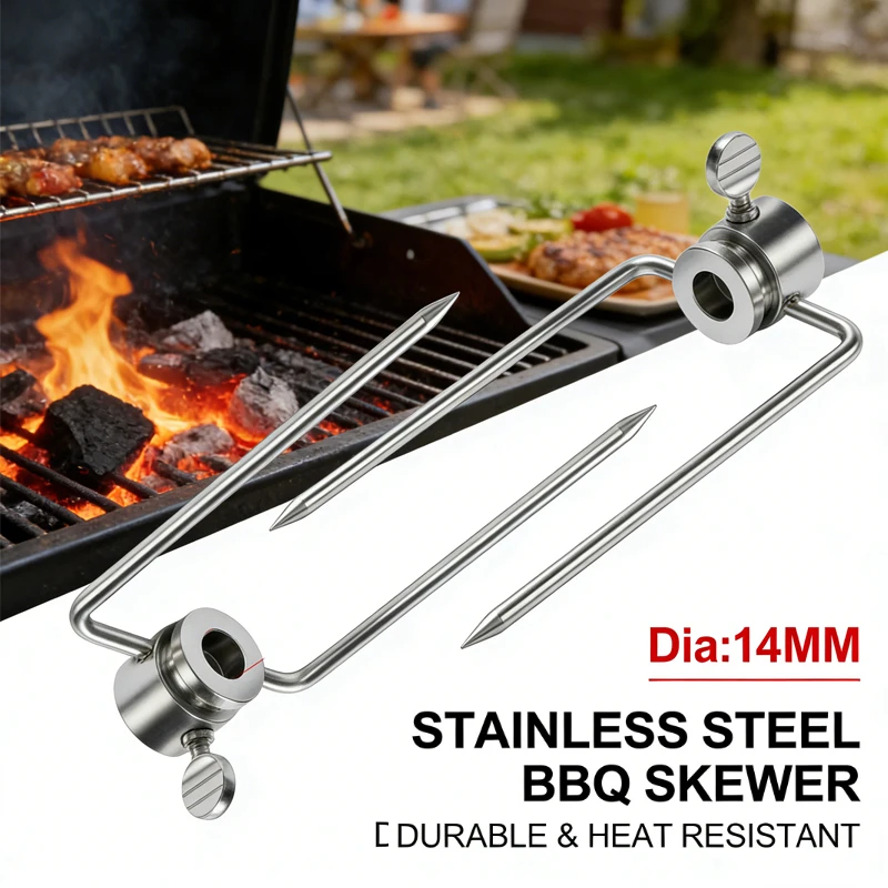 

Dia14mm 2 Pronged Rotisserie Fork Stainless Steel BBQ Stove Grills Chicken Roast Outdoor Cooking Camping BBQ Accessories