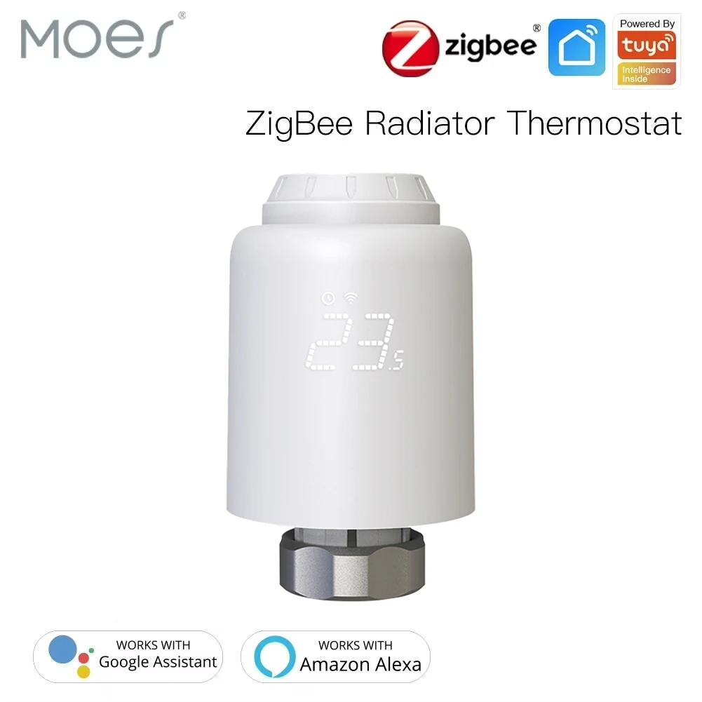 Moes Tuya ZigBee3.0 Radiator Actuator Valve Smart Thermostat Temperature Controller External Sensor TRV Voice Control Alexa