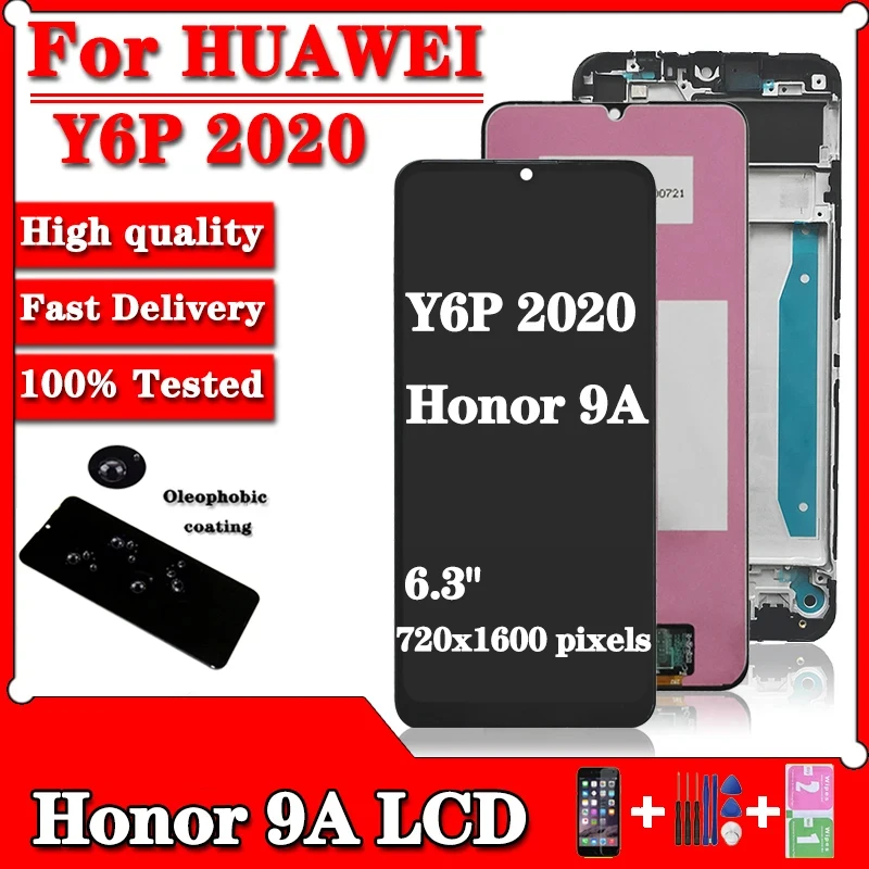  Tested For Huawei Y6P/Enjoy 10E LCD MED-LX9 X9N AL00 AL20 TL00 Display Screen Digitizer Replacement For Honor 9A MOA-LX9N