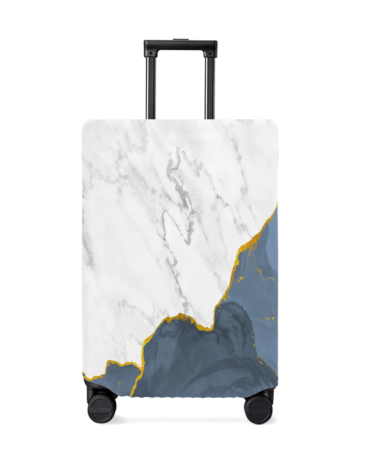 

White Marble Light Blue Luggage Cover Stretch Suitcase Protector Baggage Dust Case Cover for 18-32 Inch Travel Suitcase Case