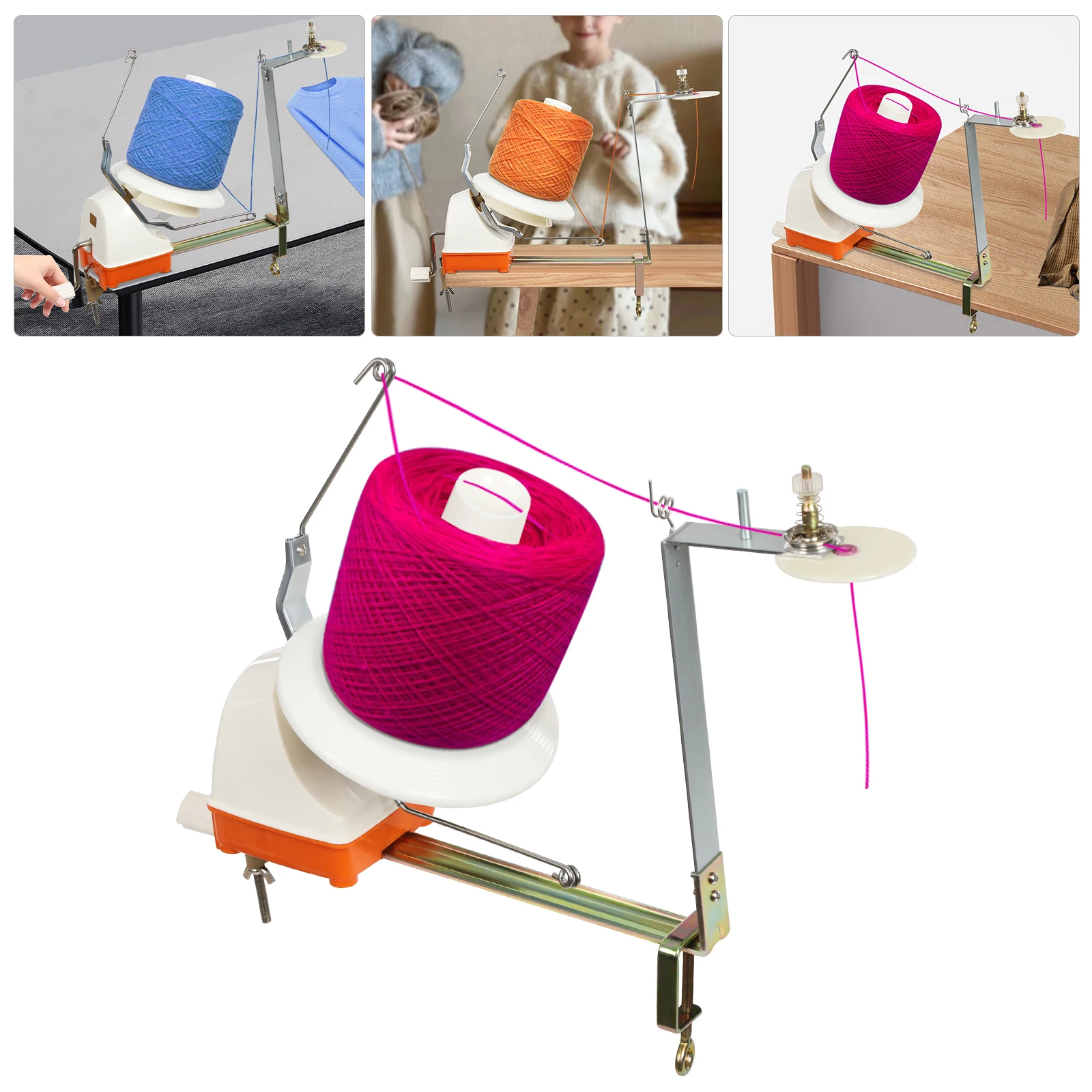 Yarn Ball Winder Hand Operated Metal Yarn Fiber Wool Ball Winder 500g Capacity Bench Manual String Ball Winding Tool