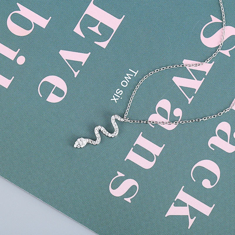 جديد S25 الفضة النقية الزركون الأفعى قلادة قلادة مع سلسلة الترقوة مزاجه الأوروبية والأمريكية للنساء #5