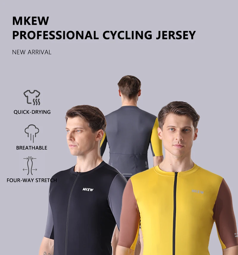 MKEW Sommer Herren Pro Radsporttrikot Atmungsaktive MTB Kurzarm-Fahrradbekleidung mit Taschen für Mountainbike und Rennrad – Detail 1