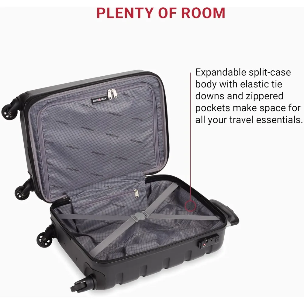Expandable Hardside Carry-On Luggage with 360° Spinner Wheels, Lightweight & Durable for Frequent Travelers