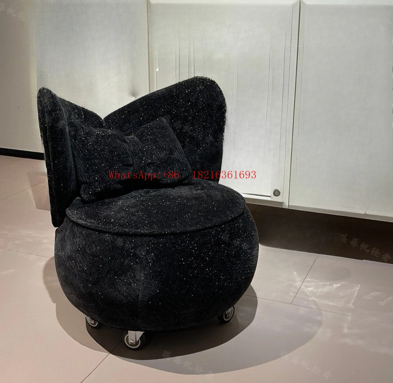 Light Luxury Shoe Changing Stool 360 ° Rotating Silent Single Chair Lazy Sofa Chair