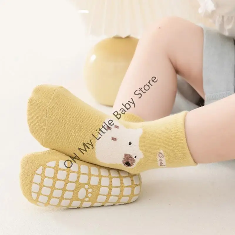 

M76C 1 Pair Unisex Baby Socks Anti Skid Floor Socks with Grip For Boys Girls 0-5 Year
