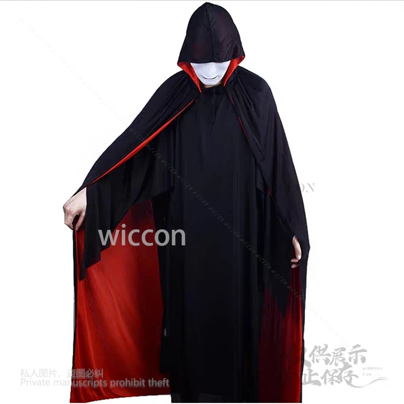 Halloween kobiety mężczyźni ubrania przebranie na karnawał dorosły kołnierz ze stójką peleryna czarna czerwona dwustronna czapka peleryna wampira impreza z okazji Halloween