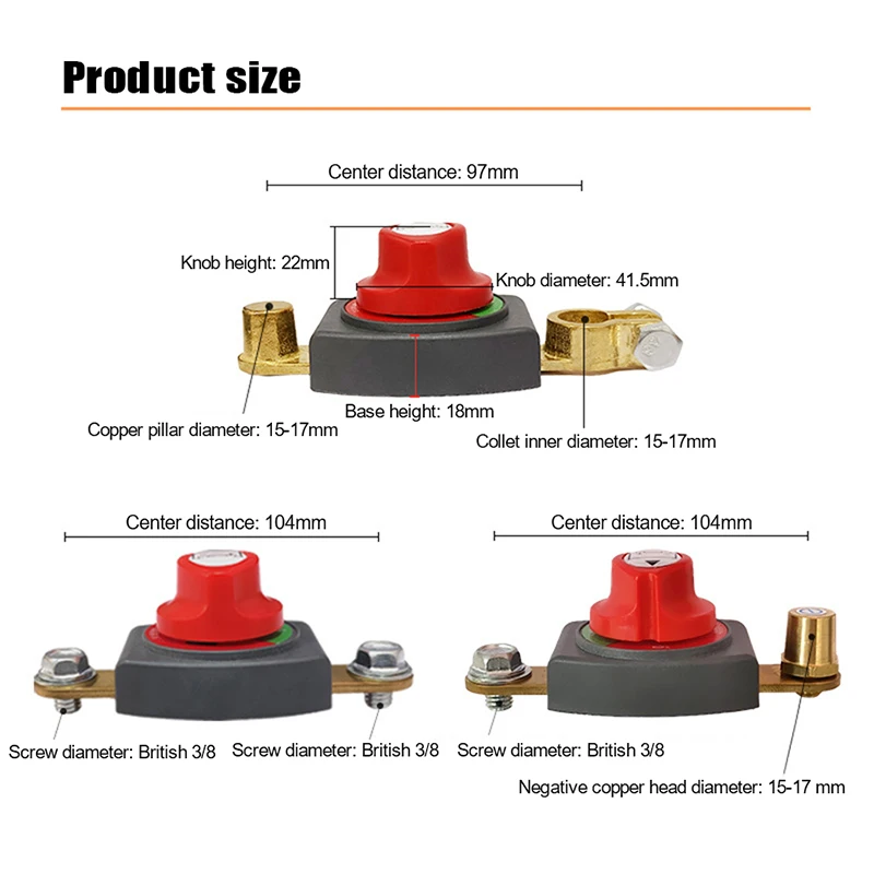 Battery Disconnect Switch Battery Isolator Car Battery Power Switch Mini Interruptor Modified Battery Extension Accessories