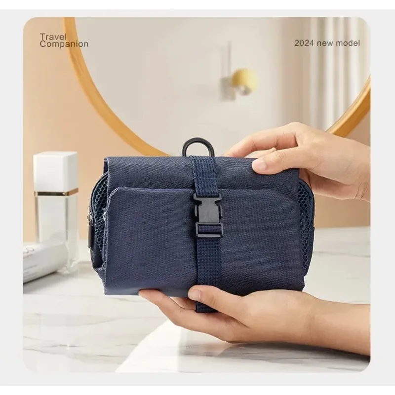 منظم أدوات زينة للسفر على الطراز الياباني مع حقيبة مستحضرات تجميل قابلة للطي وقابلة للطي وحقيبة مستحضرات تجميل عالية الجودة بخطاف