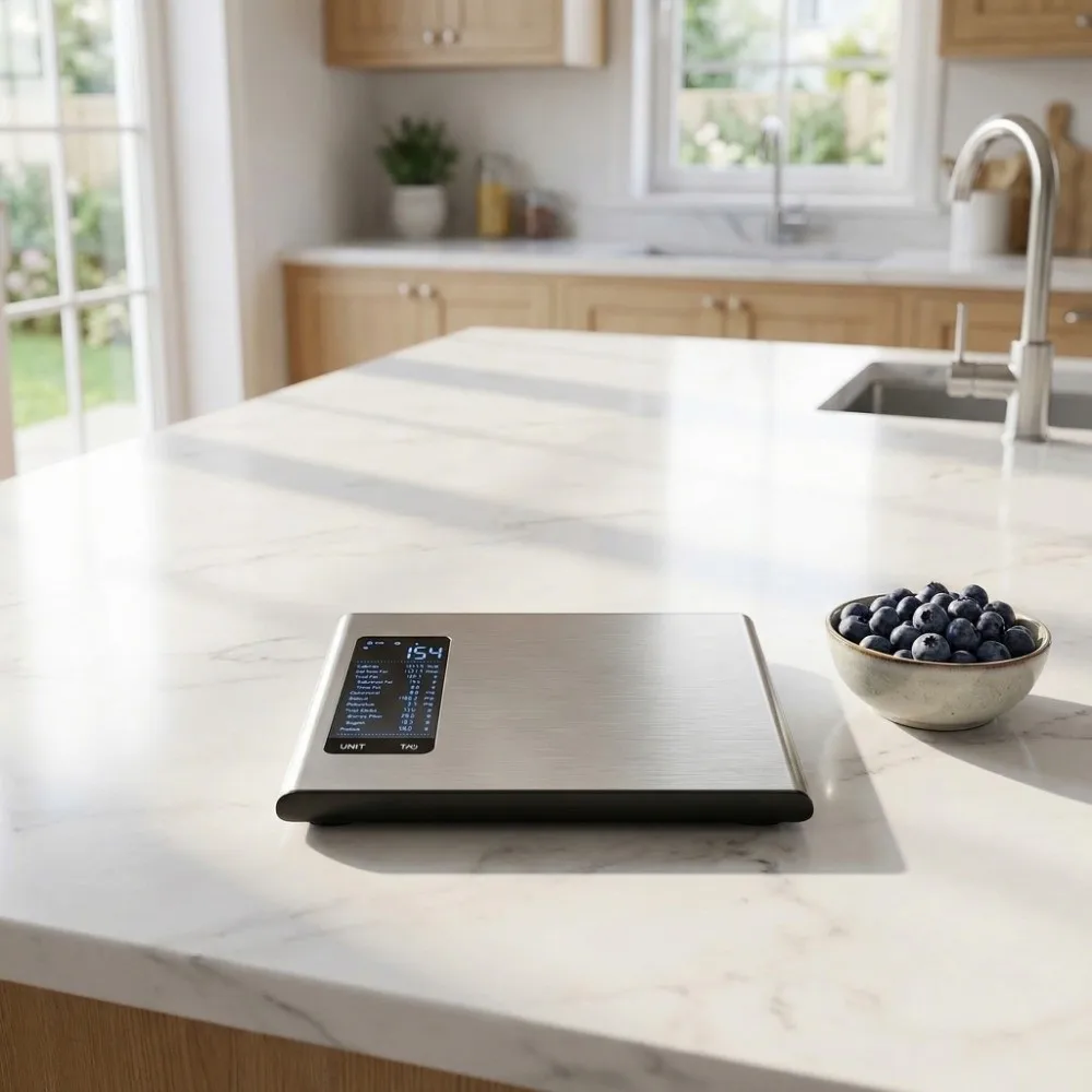 

Умные кухонные весы из нержавеющей стали с функцией расчета пищевой ценности, отслеживания прогресса и целей по питанию