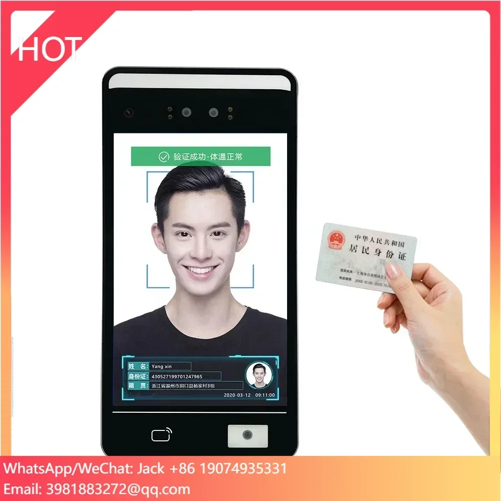 Face Recognition Device Door Access Control with Temperature Sensor F5 Attendance Android Touch Screen Kiosk for Gate 2 Years