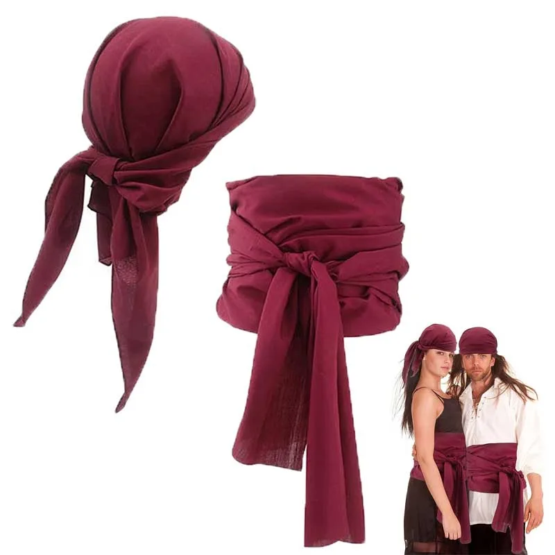 

1 шт., костюм пирата для косплея, шляпа, платок, пояс, средневековый Ренессанс, винтажный пиратский женский и мужской повязка на голову, поясной ремень на Хэллоуин