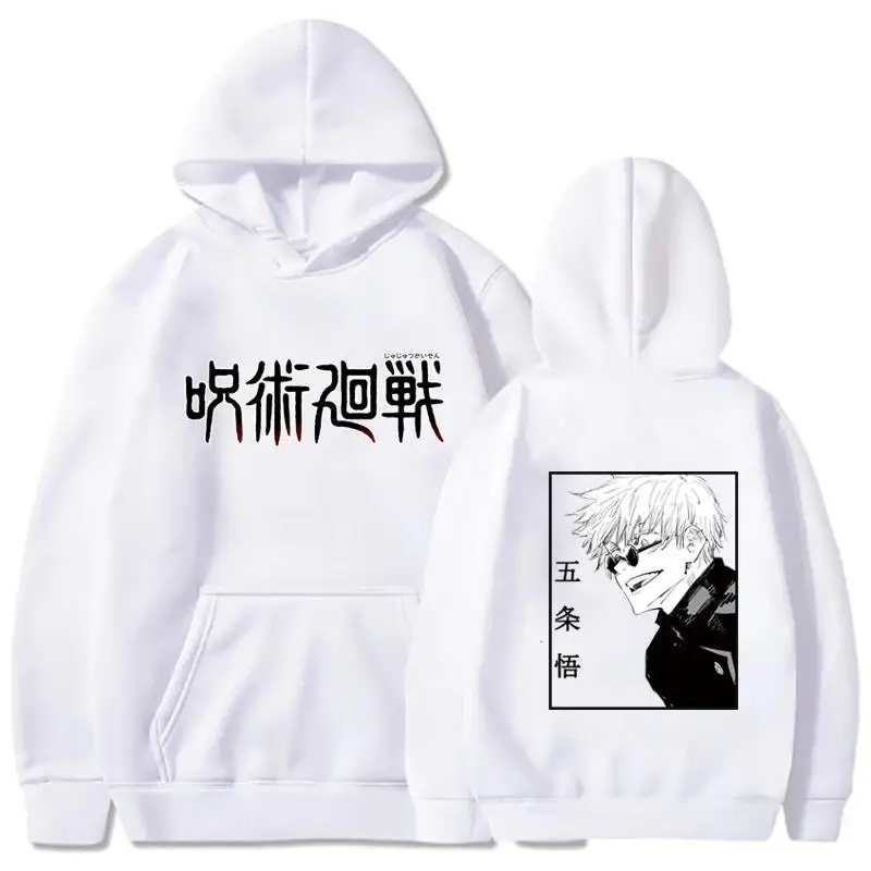 Funny Gojo Satoru Hoodies Jujutsu Kaisen Anime Print Warm Mens Sweatshirts Oversized Manga Clothes Casual Fashion Man Hoodies