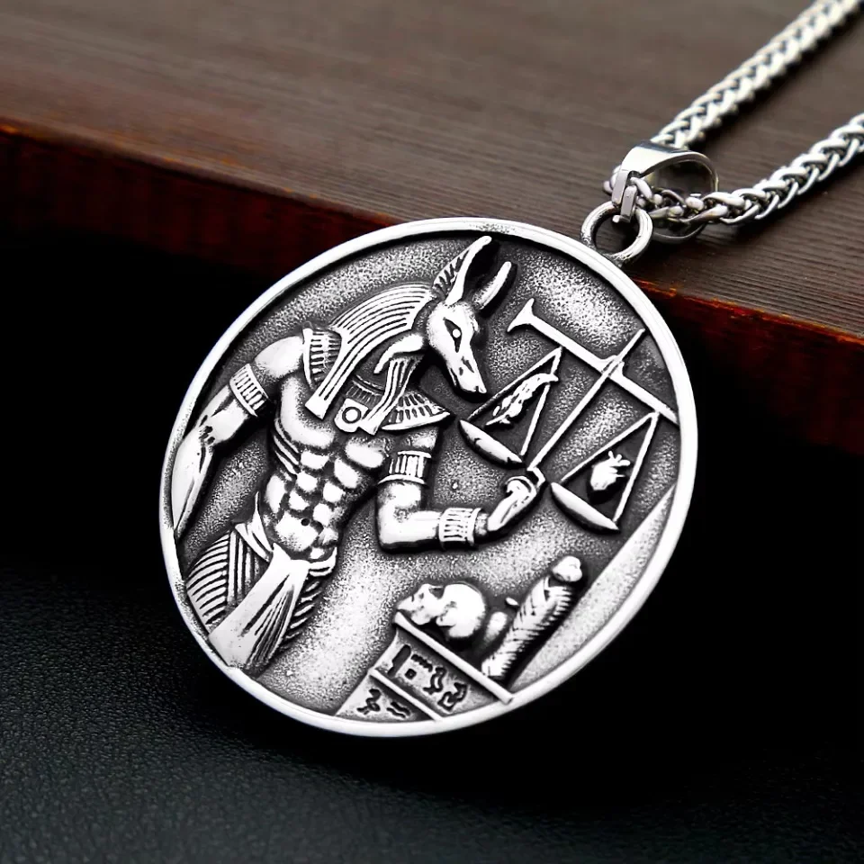 Vintage 316L Stainless Steel Egyptian Anubis Pendent Necklaces For Men Fashion Punk Mythology Amulet Jewelry Gifts Dropshipping