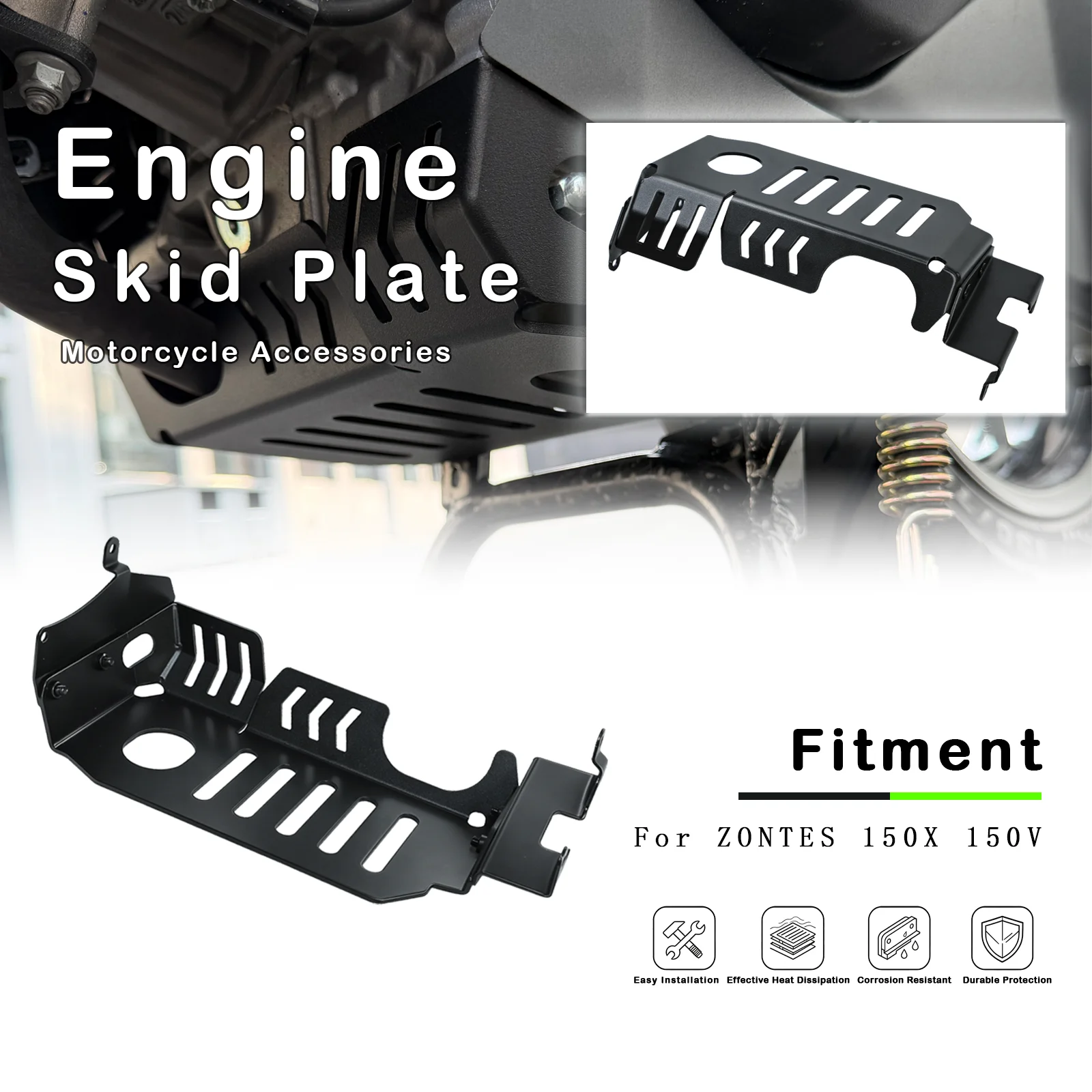 Motorcycle Steel Engine Skid Plate Chassis Underbody Guard Belly Pan Protector For ZONTES 150X 150V Modified Accessories