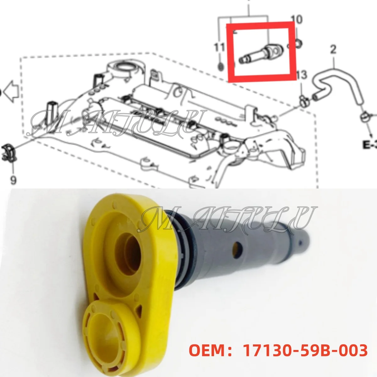 

Honda Civic CR-V INSPIRE XR-V Accord Acura Valve Positive crankcase ventilation PCV exhaust check valve17130-59B-003