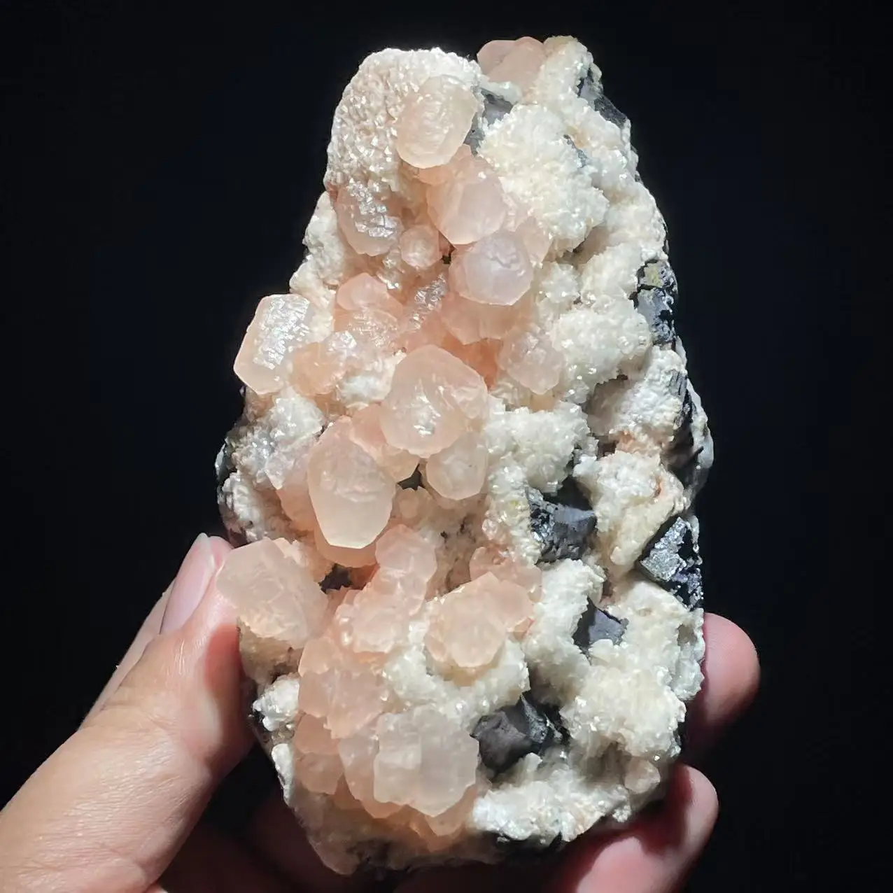 New 100% natural pink calcite, dolomite, pyrite, galena, sphalerite, UV pink and yellow