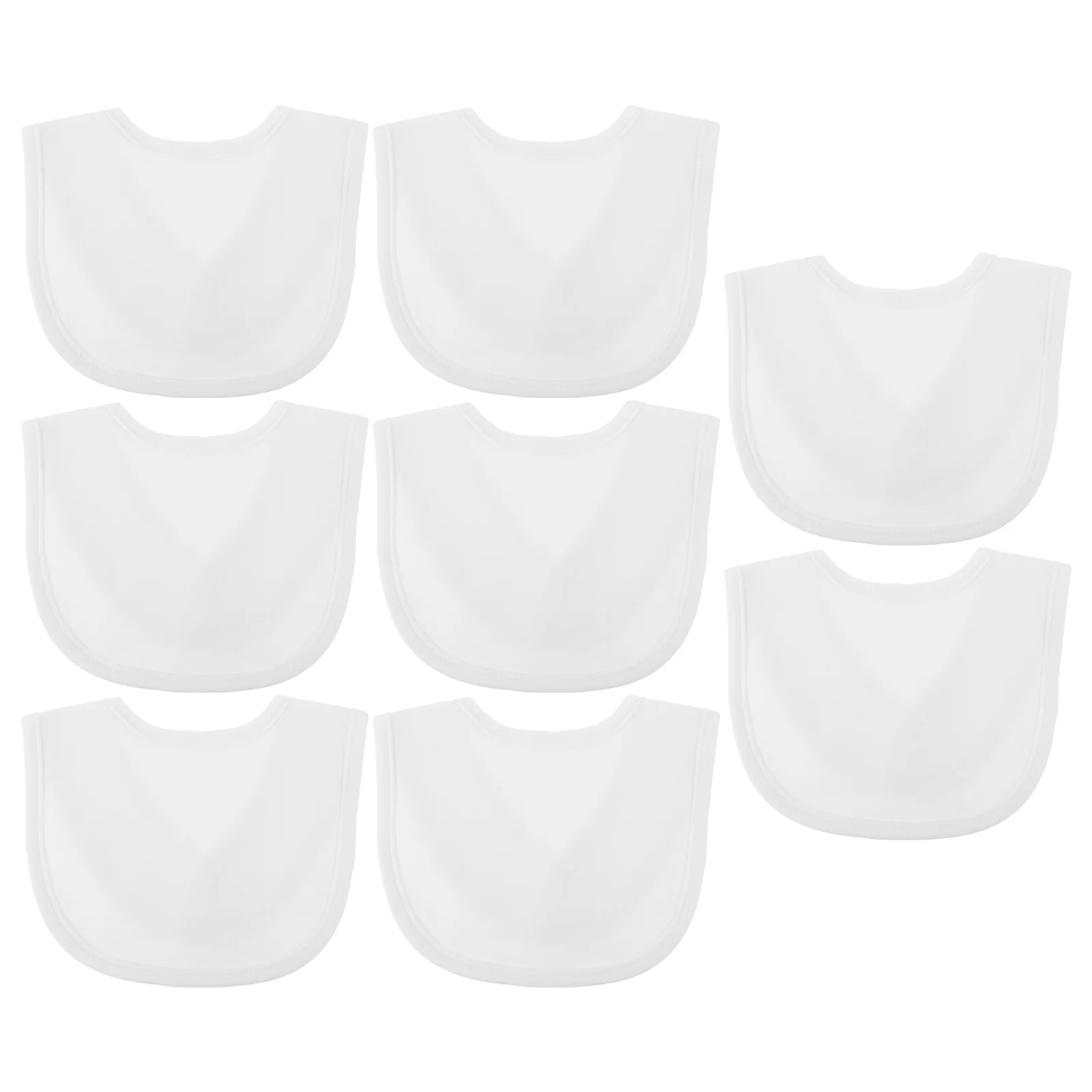 

8 Pcs Baby Bibs Cotton Double Layer Teething Drool White Reusable Easy Wash Full Coverage Protective Clothing Guard Kids